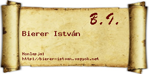 Bierer István névjegykártya